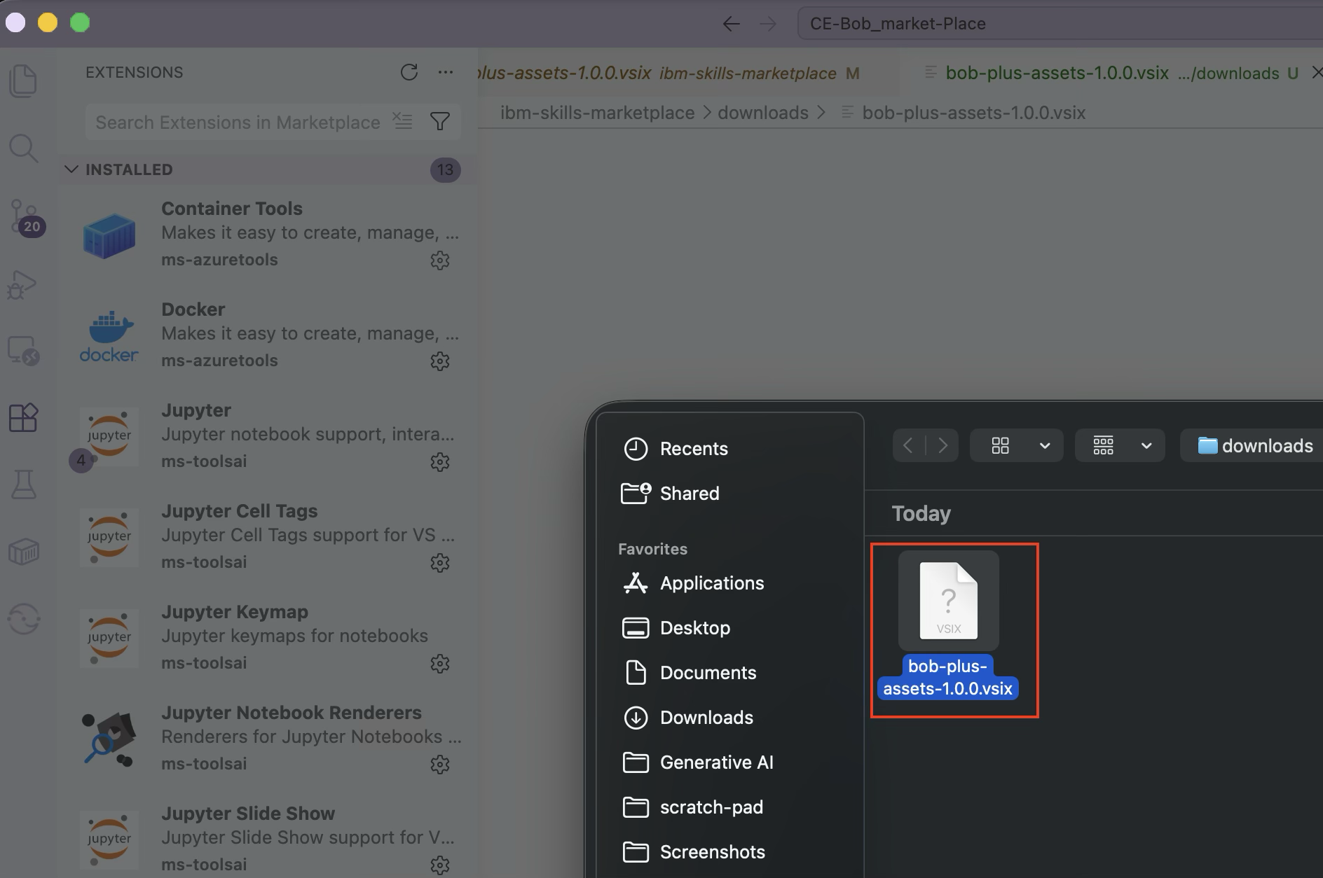 Select the downloaded .vsix file
